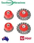 4pc M14 Nut Angle Grinder Twist Knot Wire Crew Wheel Disc & Cup Steel Brush Set