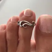 Sterling Silver Windy Waves Toe Ring, Silver Rings, Boho Ring