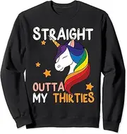 [X.Style] Straight Outta My Thirties 1983 40th Birthday Gag for Women Sweatshirt ds1714 Sweater (XL) Black