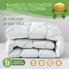 1000GSM Bamboo Pillowtop Mattress Topper Mattress Protector Single Double Queen