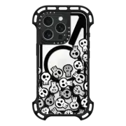 iPhone 16 Pro Ultra Bounce Case MagSafe Compatible SKULL PARTY, B&W SKULLS HALLOWEEN SPOOKY CREEPY TRANSPARENT