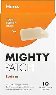 Hero Mighty Patch™ Surface - XL Pimple Patch for Large Breakouts, Hydrocolloid Spot Patch for Body or Face, Shields Skin and Gently Absorbs Pimple Gunk (10 Count)