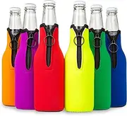 Play Platoon Beer Bottle Cooler Sleeves for Party - Collapsible Neoprene Insulators - Insulated Beer Bottle Sleeve with Zipper - Cozy Holder Fits Regular 12 oz Size - 6 Pack