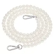 2 Pcs Imitation Pearl Purse Strap, 43.3 Inch Handbag Plate Clasp, Silver