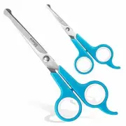 Dog & Cat Hair Grooming Scissors Set for Trimming Face Ear Nose & Paws (2-Pack)
