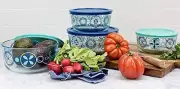 Pure Glass Decorated Container Set 8 pc Pyrex With Lids Stylish Food Storage