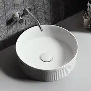 Simplus Bathroom Ceramic Basin Vanity Sink Round Hand Wash Bowl Above Counter for Bath Toilet Countertop Matte White, 36cm x 36cm x 12cm