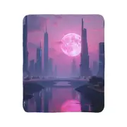 Fleece Sherpa Blanket City by Moonlight graphic design