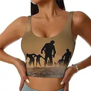 [EdWal] Many Zombie Print Women's Sports Bra, Active Sculpt, Women's Racerback Sports Bra for Yoga Gym,Racerback