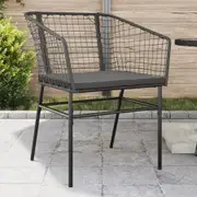 Garden Chairs 2 pcs with Cushions Black Poly Rattan