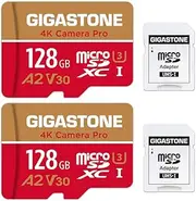 [Gigastone] 128GB 2-Pack Micro SD Card, 4K Camera Pro, 4K Video Recording for GoPro, Action Camera, DJI, Drone, R/W up to 100/50 MB/s MicroSDXC Memory Card UHS-I U3 A2 V30