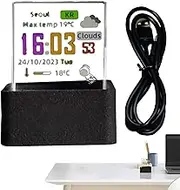 Vriusi Clock Hologram, WiFi Desk Clock, Photo Display, Transparent Digital Clock, Holographic Cube Decor, Desk Clock with GIF Animation, Real Time Weather Station, Photo Album Desk Clock