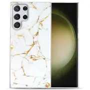 For Samsung Galaxy S23 Ultra IMD Marble Pattern Anti-collision TPU Case Back Protector Phone Cover