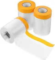 3 Roll Pre-Taped Dust Protective Film Masking Tape for Neck Sealer Easy to Use Paint Plastic Covering Roll