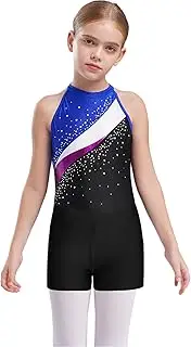 [Aislor] Girls Sleeveless Gymnastics Leotard Ballet Dance Unitard Biketard Jumpsuit With Shorts And Hair Band Set Dancewear