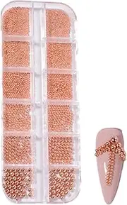 Nail Beads Tiny - Beads Nail Chain charmss | 3D Mixed Sizes Caviar Pearl Charm | Metal Silver & Gold | Pearls Kits Nails Supplies | Accessories Caviar for Claw