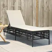 Black Patio Sun Lounger Outdoor with Reclining Backrest & Comfortable Cushion for Lawn, Lounge, Beach, Easy Folding for Adults, UV-Resistant