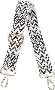 [uxcell] Purse Straps Replacement Crossbody, 1.5 Inch Wide Shoulder Bag Strap Adjustable Canvas Straps for Handbag Wallet Clutch Bags with Light Gold Buckle, Dark Brown Geometrical