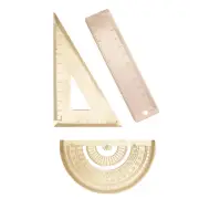 Triangular Ruler Brass Drawing Tools Set Clear Scale Protractor Office