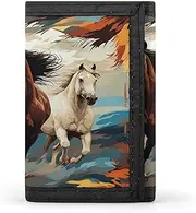 [QMKFWT] A Pattern with Horses Casual Wallet Credit Card Holder Premium Document Organizer Case for Men And Women
