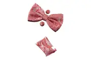 Mens Watermelon Pink Paisley Matching Bow Tie, Pocket Square & Cuff Links Set
