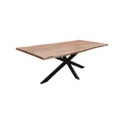 Lantana Dining Table 210cm Live Edge Solid Acacia Timber Wood Metal Leg -Natural