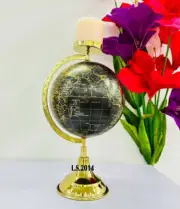 Handmade World Globe W/Taper Candle Holder Vintage Rotating World Map Home Decor