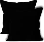 Cushion Covers 2pc Set (50 X 50 Cm) - Sunbeam Yellow - Solid Dyed Cotton Canvas Jet Black 50x50 cm