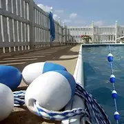 Swimming Pool Rope Float Line, Blue White Safety Marker Line for Competition Training, Portable Pool Lane Divider Line Kits for Home School Game
