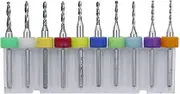 KEWAYO 10pcs PCB Drill Bits Set Spiral Flute Carbide 0.6mm-1.5mm Micro Drill Bits 1/8" Shank for Print Circuit Board Stone Dremel Jewelry CNC Punching Engraving