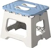 Lizbin Folding Step Stool, Folding Step Stools for Adults, Folding Step Stool 9 Inch, Plastic Foldable Step Stools, Non-Slip Folding Stools with Portable Handle, Step Stool Folding Stool (Blue)