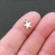 BULK 100 Star Charms Antique Silver Tone Two Sided Small Size- SC2306