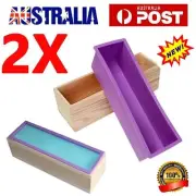 2X Wood Loaf Soap Mould with Silicone Mold Cake Making Wooden Box 1.2kg soap ZO