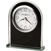 NEW Howard Miller Ebony Luster Alarm Clock, Black, Silver, 16cm