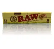 Raw Organic Natural Unrefined King Size Cones Pre Rolled Paper 32 Pack Cone