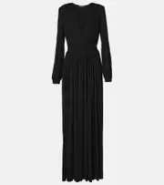 [Loro Piana] Loro Piana Bianca gathered jersey maxi dress AU 10 black