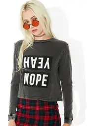 [Nana Judy] Yeah Nope Long Sleeve Graphic Top
