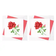 2x Boyle Handmade Paper 15x15cm Quilled Blank Greeting Card w/ Envelope Red Rose