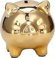 Gyorwst Ceramic Gold Pig Piggy Bank Cute Coin Piggy Bank Lucky Pig Decoration,Gold Pig