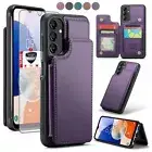 For Samsung Galaxy A15 A14 A54 A34 Wallet PU Leather Case Cover+Screen Protector