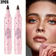 Rhafayre 2pcsFreckle Pen Lasting Natural Lifelike Waterproof Dot Spot Makeup Pen Marker brown