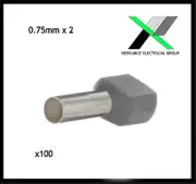 Cable Ferrules TWIN 0.75mm2 x 100 pack, Bootlace, Pin Crimps, Wire Sleeves
