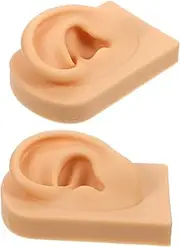 WOFASHPURET 1Set Silicone Ear Model Realistic Fake Ear for Piercing Practice Durable Training Tool for Earring Display Includes Left Right Ear for Jewelry Showcase and