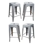 Amerihome BS24SLVRSET Loft Silver 24 Inch Metal Bar Stool - 4 Piece