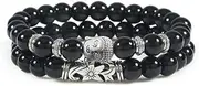 [HIFFEY] 2pcs/set Buddha Head Bracelet for Women Men Tiger Eye Lava Stone Yoga Beads Distance Bracelets Charm Couple Gift