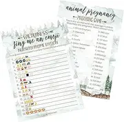 Little Adventurer Baby Shower Party Games - Animal Pregnancy and Emoji Picture Guessing Game (2 Game Bundle) - 20 Dual Sided Cards