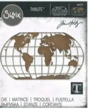 Sizzix Tim Holtz Destination Globe World Map Thinlits Die New RARE 664179