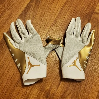 Nike Air Jordan Gloves Vapor Knit 4.0 Large Metallic Football White Gold