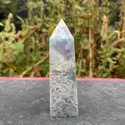 122G Natural moss agate Quartz obelisk Crystal gem tower healing decor gift
