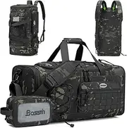 Bosstin Gym Bag for Men & Women,45L Travel Duffle Sports Duffel Bag Gym Weekender Overnight Backpack with Shoe Compartment, GREEN CAMOUFLAGE, Large, Expandable Travel Duffel Bag